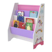 Libreria di design per soggiorno scaffale originale per bambini in stile Fisterra con 4 scomparti aperti bianco / viola / rosa 03_0006480