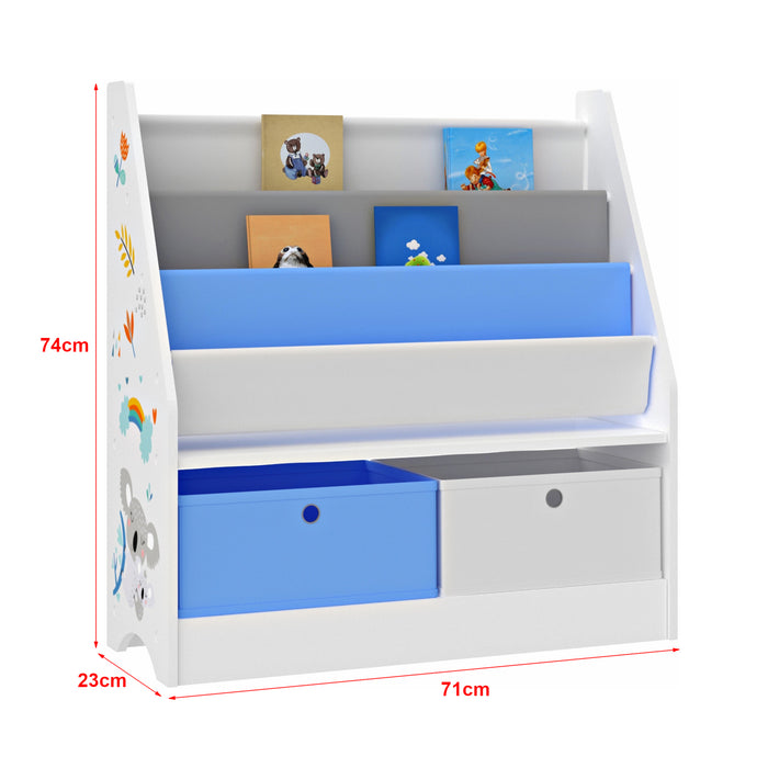 Scaffale 'Neda' per Cameretta con Portalibri e Scatole Pieghevoli - Design Koala [en.casa]
