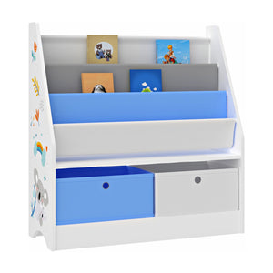 Scaffale per bambini a 3 scomparti con 2 scatole 74 x 71 x 23 cm fantasia 03_0006962