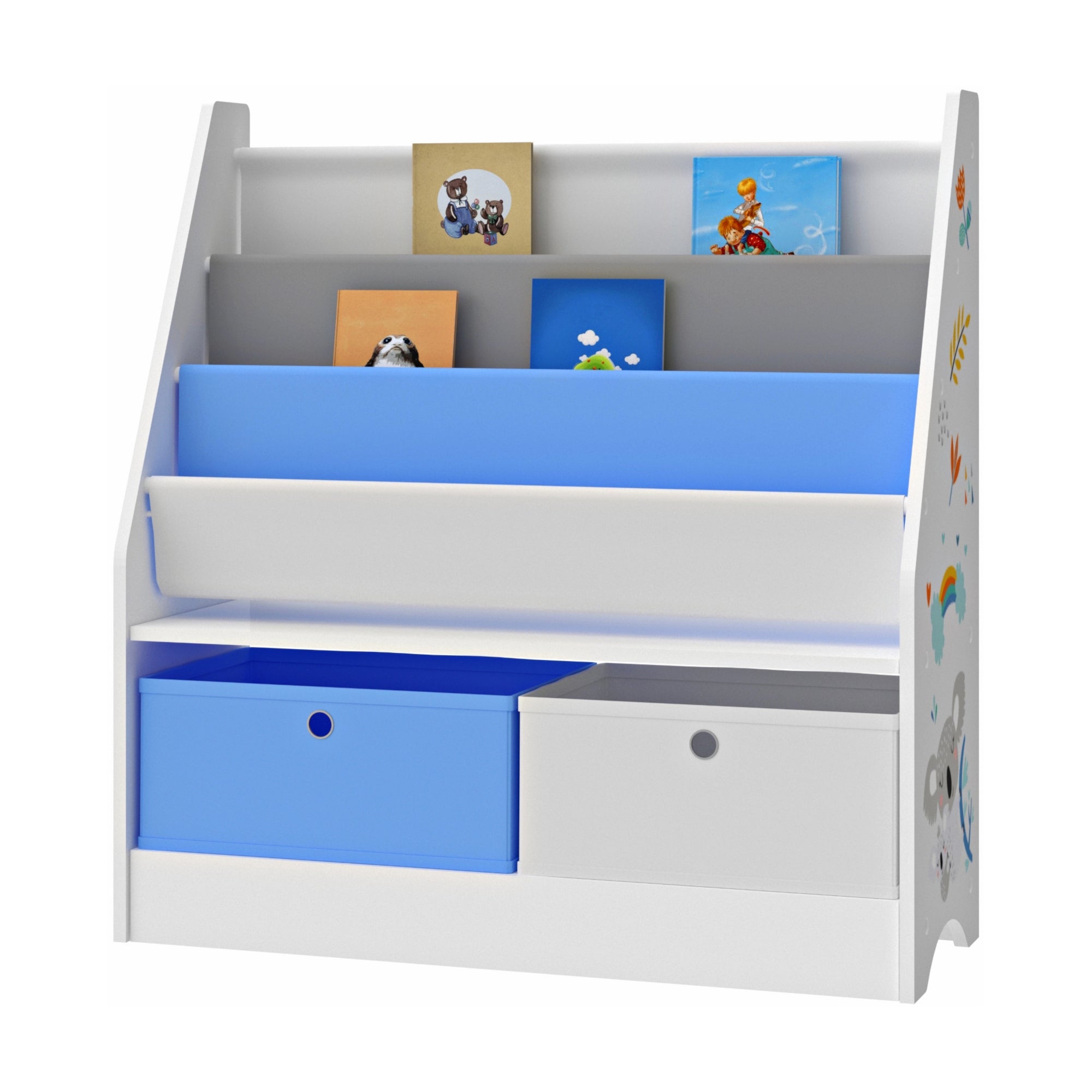 Scaffale per bambini a 3 scomparti con 2 scatole 74 x 71 x 23 cm fantasia 03_0006962
