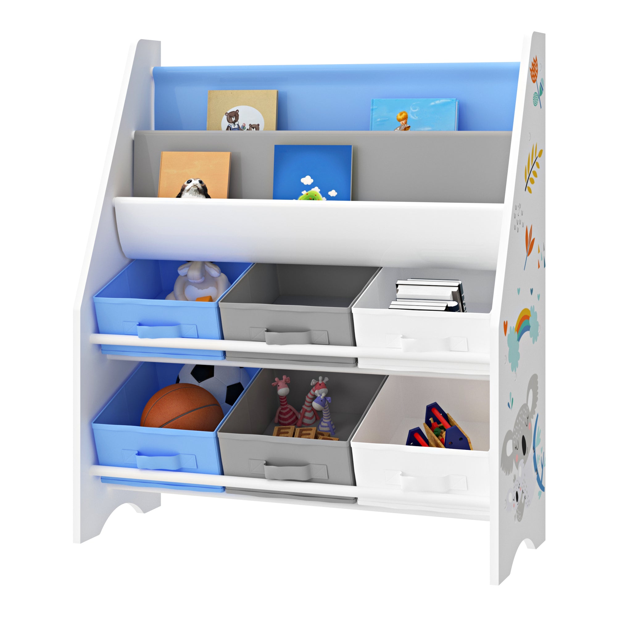 Scaffale 'Ponteceso' per Cameretta Cassetti Pieghevoli e Contenitori - Decorazione Koala [en.casa]