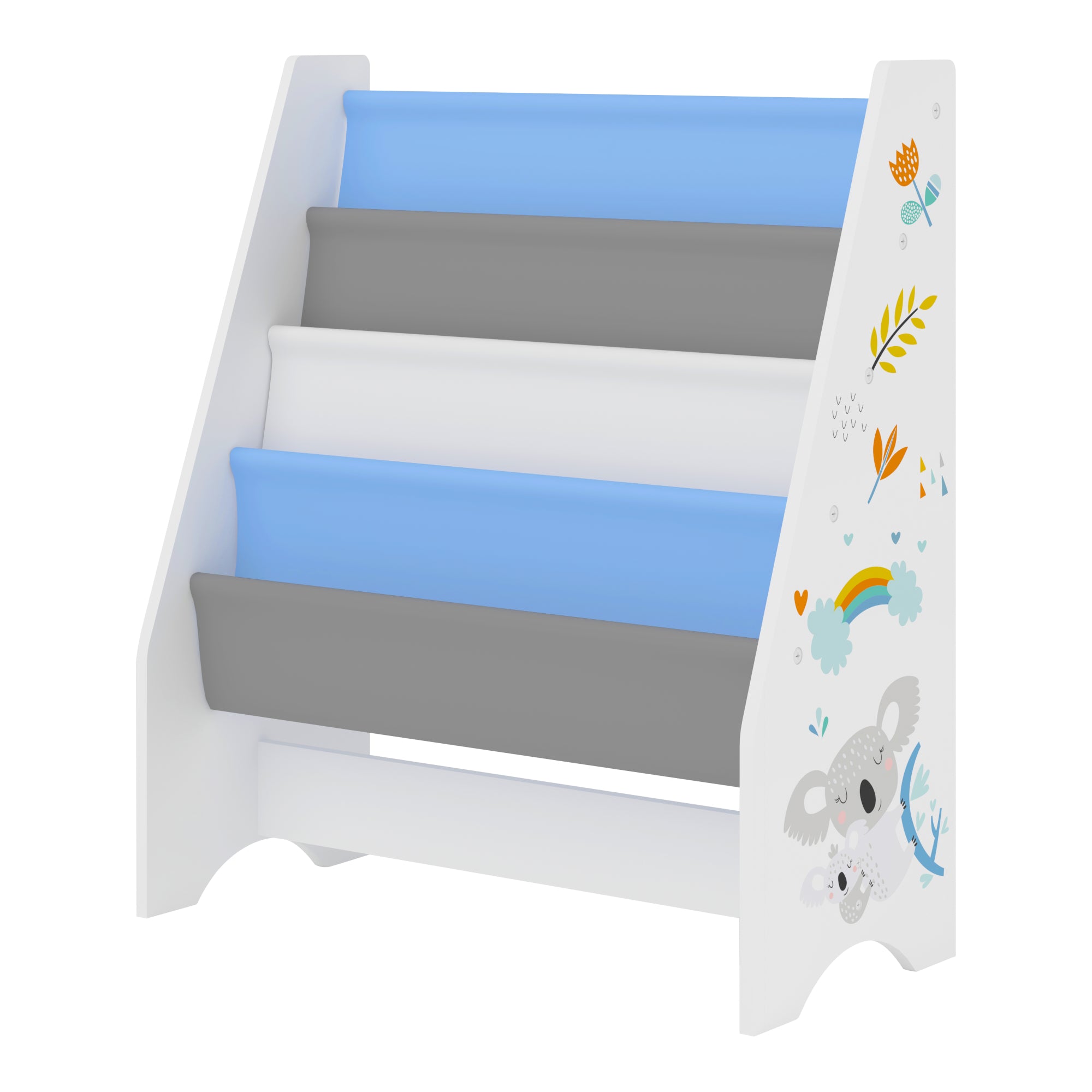 Scaffale 'Fisterra' per Cameretta con 4 Contenitori a Scaletta - Decorazione Koala [en.casa]