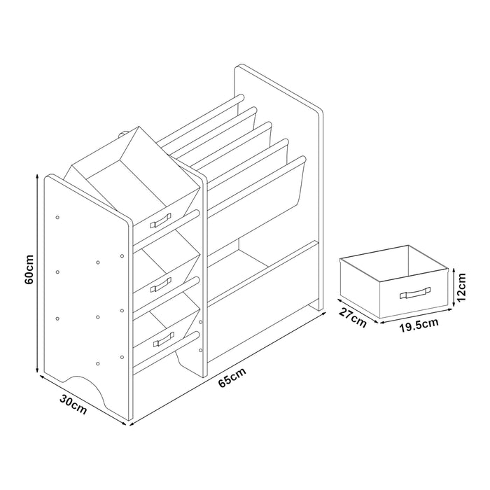 Scaffale 'Vimianzo' per Cameretta con Cassetti Pieghevoli e Contenitori Libri - Decorazione Oceano [en.casa]