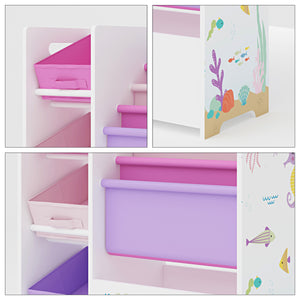 Scaffale 'Vimianzo' per Cameretta con Cassetti Pieghevoli e Contenitori Libri - Decorazione Oceano [en.casa]