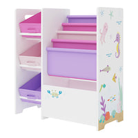 Scaffale 'Vimianzo' per Cameretta con Cassetti Pieghevoli e Contenitori Libri - Decorazione Oceano [en.casa]