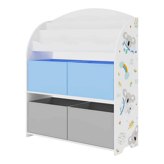 Scaffale dal design senza tempo per soggiorno camera da letto mobiletto per bambini con motivo koala 98 x 83 x 30 cm bianco grigio blu 03_0011313