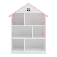 Libreria Vipsali per Cameretta a Forma di Casa 107 x 83 x 30 cm - Bianco / Rosa [en.casa]