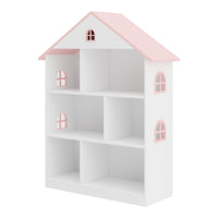 Libreria Vipsali per Cameretta a Forma di Casa 107 x 83 x 30 cm - Bianco / Rosa [en.casa]