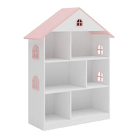 Libreria Vipsali per Cameretta a Forma di Casa 107 x 83 x 30 cm - Bianco / Rosa [en.casa]