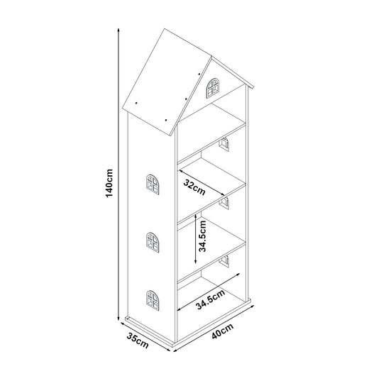 Vipsali Scaffale dal design senza tempo per soggiorno camera da letto o mobiletto per bambini 140 x 40 x 35 cm bianco e rosa 03_0011224