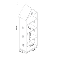 Libreria Vipsali a Forma di Casa per Cameretta 140 x 40 x 35 cm - Bianco / Rosa [en.casa]