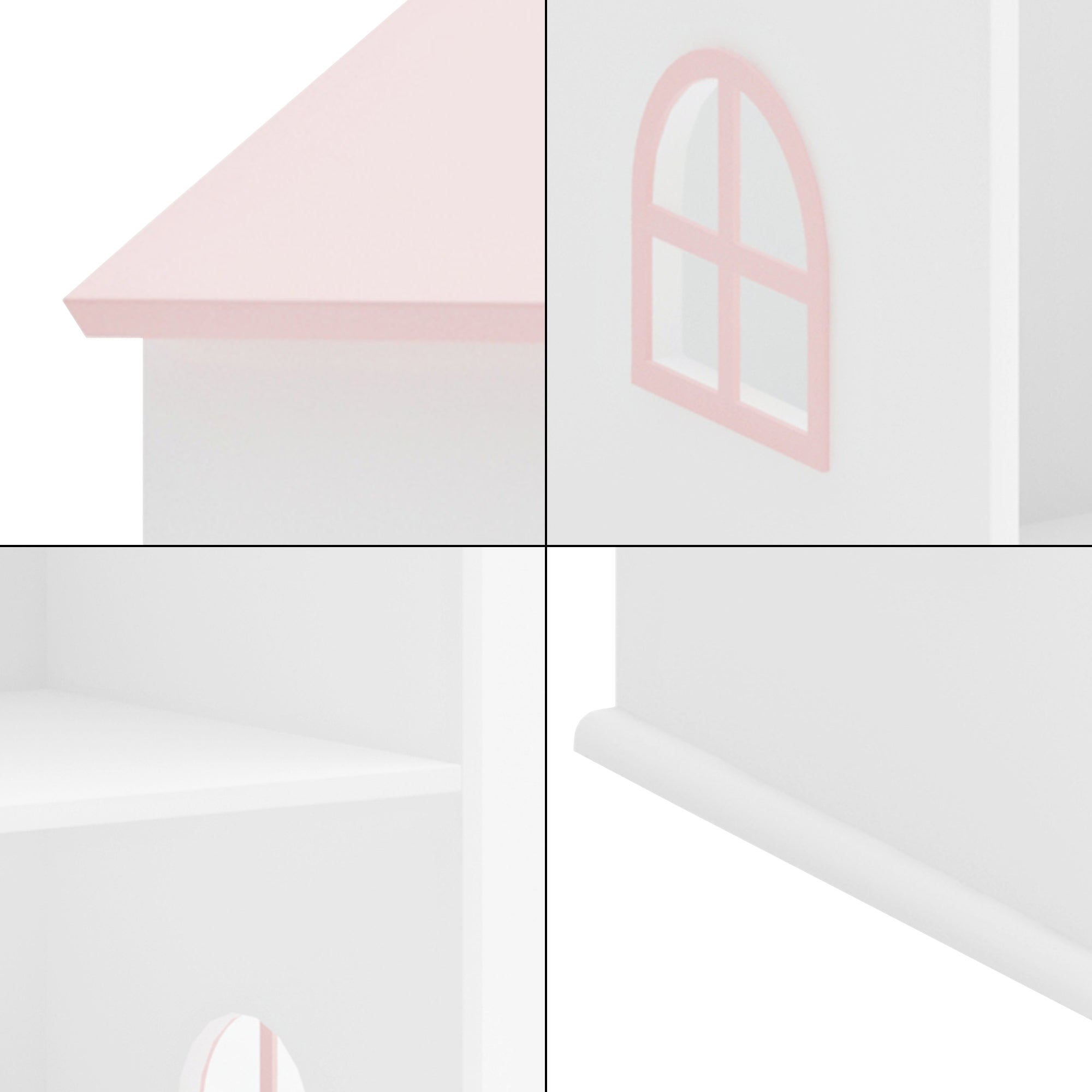 Libreria Vipsali a Forma di Casa per Cameretta 140 x 40 x 35 cm - Bianco / Rosa [en.casa]