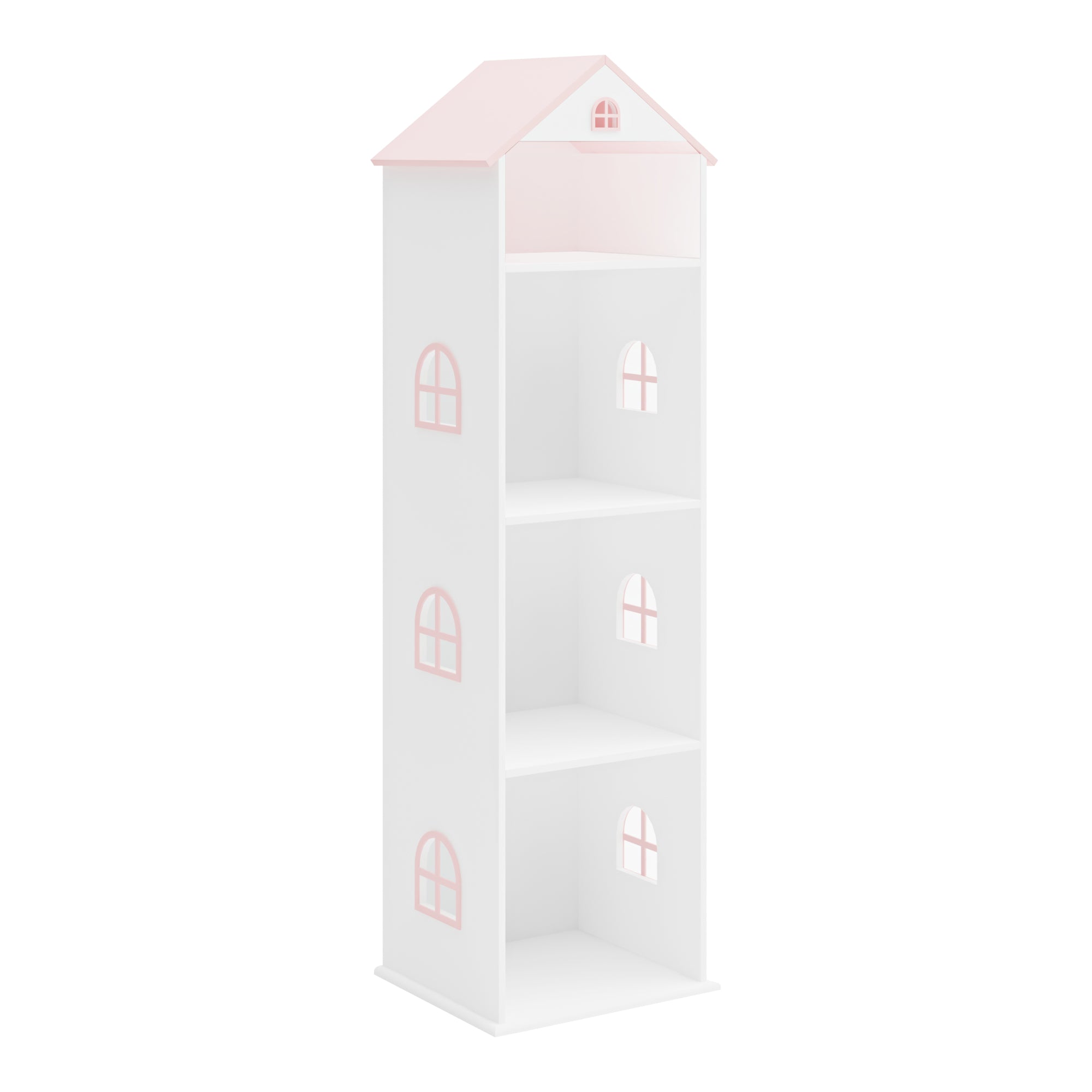 Libreria Vipsali a Forma di Casa per Cameretta 140 x 40 x 35 cm - Bianco / Rosa [en.casa]