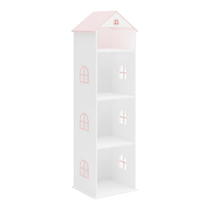 Libreria Vipsali a Forma di Casa per Cameretta 140 x 40 x 35 cm - Bianco / Rosa [en.casa]