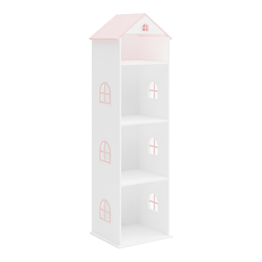 Libreria Vipsali a Forma di Casa per Cameretta 140 x 40 x 35 cm - Bianco / Rosa [en.casa]