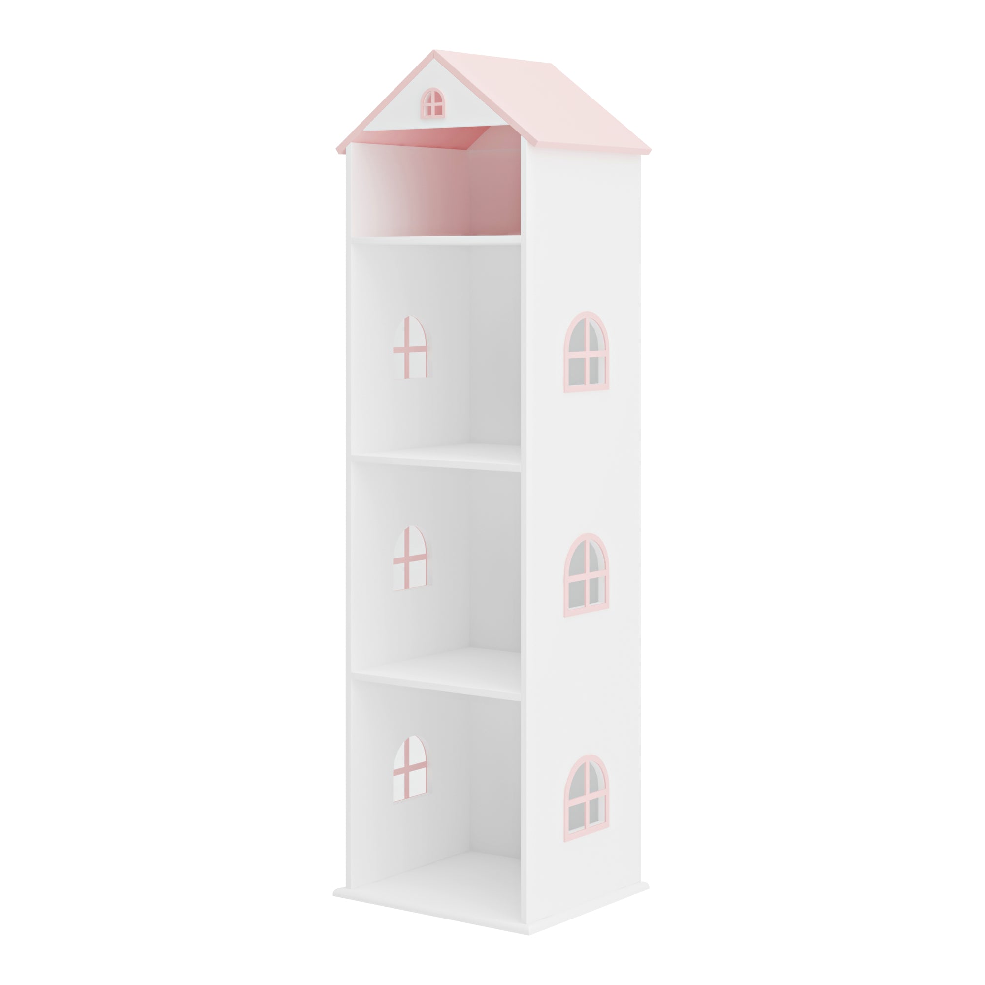 Libreria Vipsali a Forma di Casa per Cameretta 140 x 40 x 35 cm - Bianco / Rosa [en.casa]