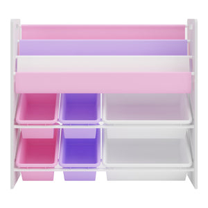 Scaffale dal design senza tempo per soggiorno camera da letto mobiletto portaoggetti per bambini con motivo unicorno 78 x 86 x 27 cm bianco viola rosa 03_0011213