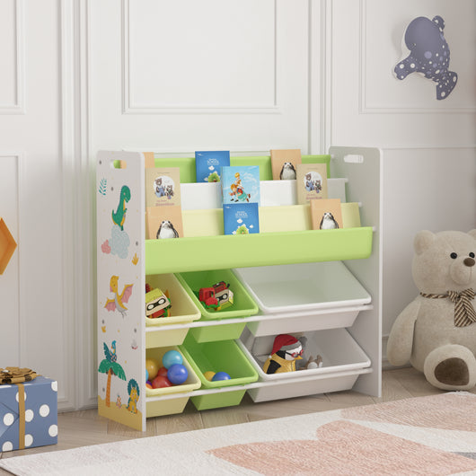 Scaffale per Cameretta Rødøy Mobile Porta Giochi 78x86x27 cm Decorazione Dinosauro [en.casa]