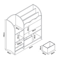 Scaffale per Cameretta Lysekil con Portalibri e Scatole 100x93x30 cm Design Dinosauro [en.casa]