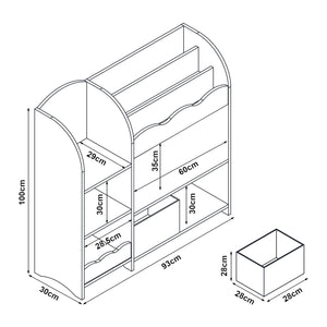 Scaffale per Cameretta Lysekil con Portalibri e Scatole 100x93x30 cm Design Oceano [en.casa]