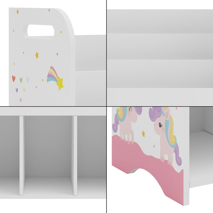 Scaffale per Cameretta Røyrvik Mobile per Libri Giochi 75x62x29 cm Unicorno [en.casa]