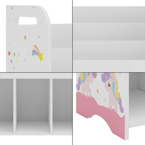 Scaffale dal design senza tempo per soggiorno camera da letto mobiletto per bambini 75 x 62 x 29 cm bianco con motivo unicorno 03_0011218