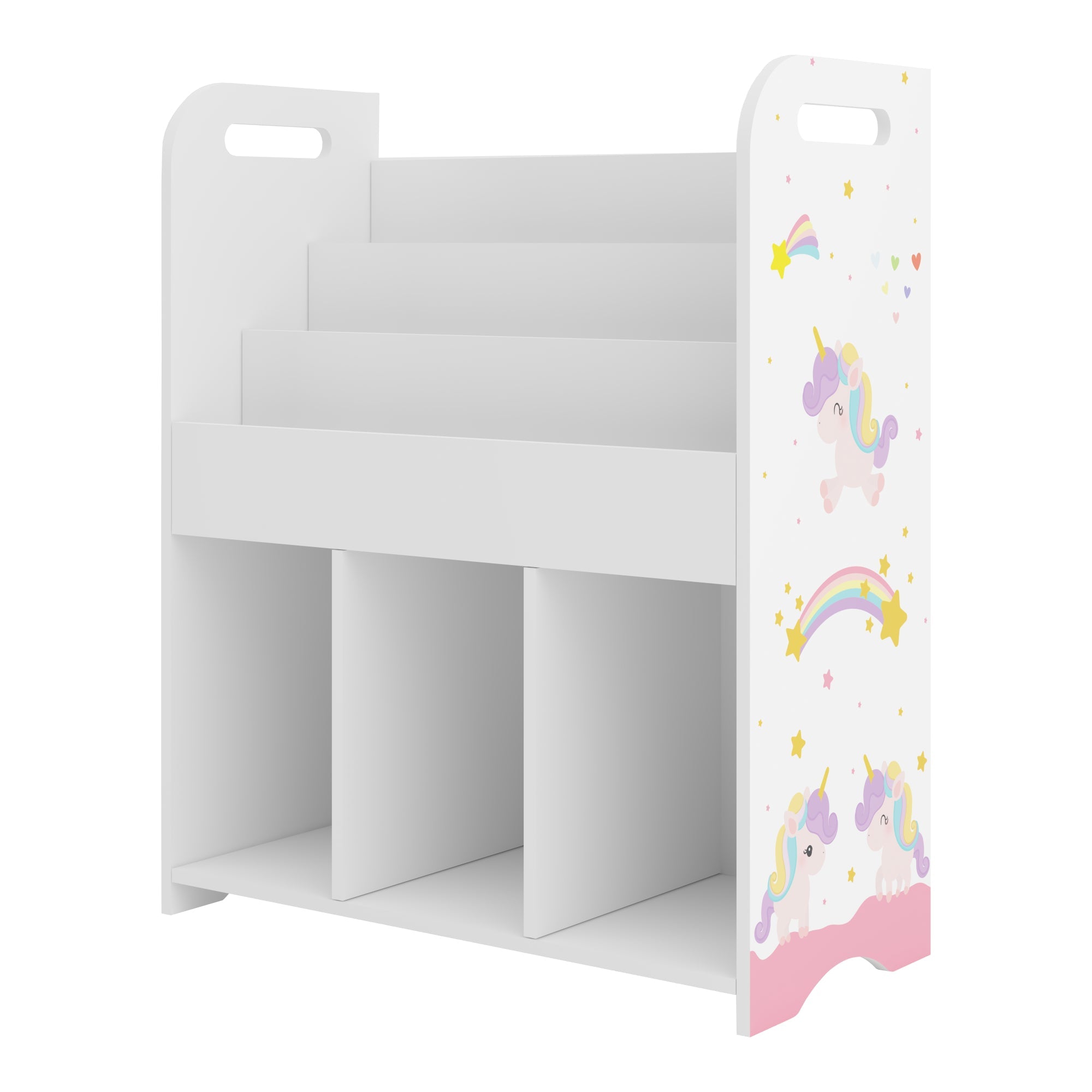 Scaffale dal design senza tempo per soggiorno camera da letto mobiletto per bambini 75 x 62 x 29 cm bianco con motivo unicorno 03_0011218