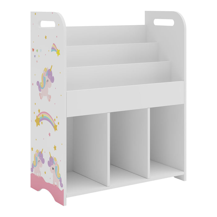 Scaffale dal design senza tempo per soggiorno camera da letto mobiletto per bambini 75 x 62 x 29 cm bianco con motivo unicorno 03_0011218