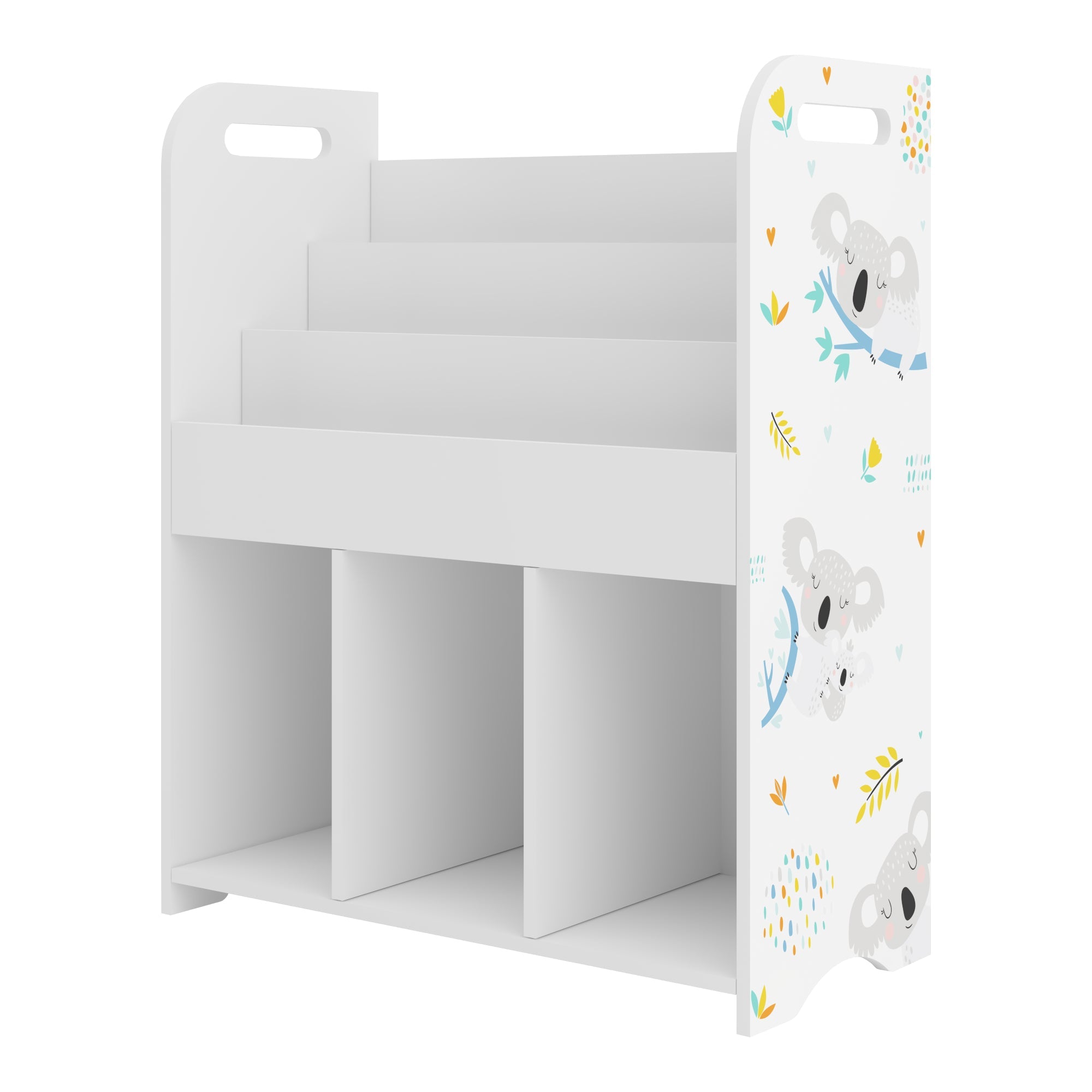 Scaffale dal design senza tempo per soggiorno camera da letto mobile contenitore per bambini 75 x 62 x 29 cm bianco con motivo koala 03_0011217