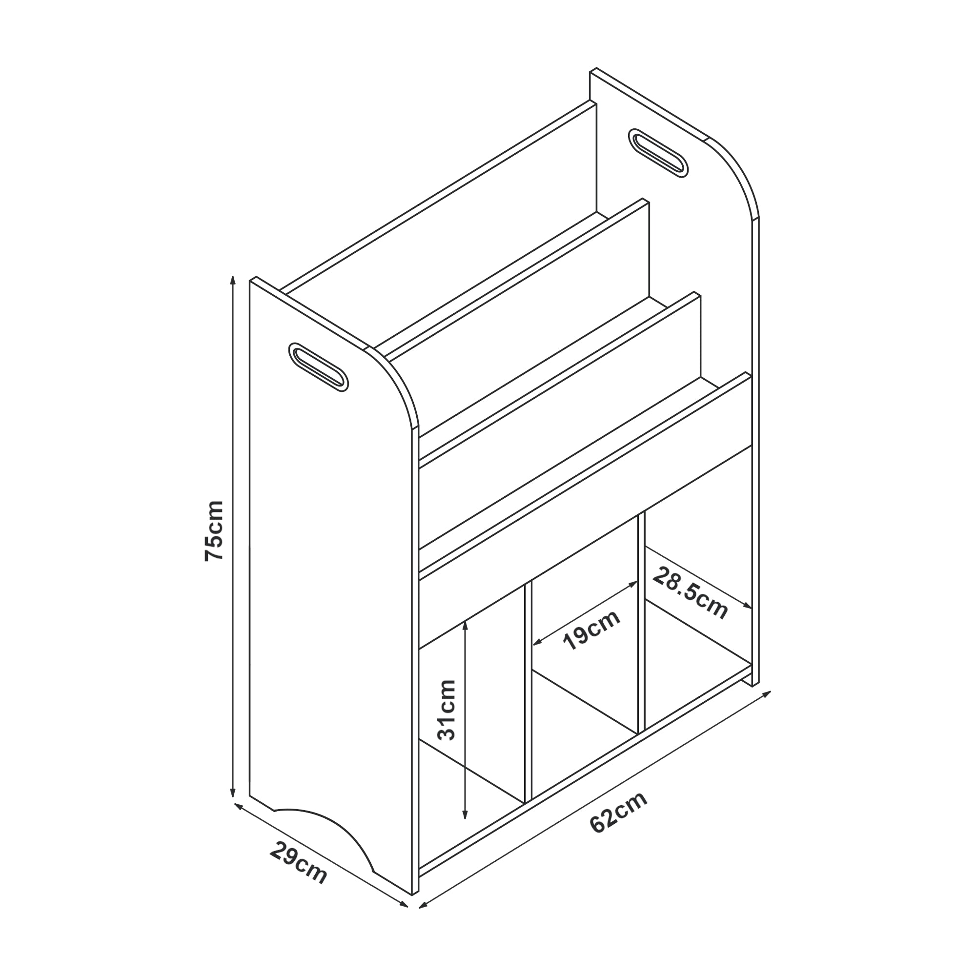 Scaffale per Cameretta Røyrvik Mobile per Libri Giochi 75x62x29 cm Oceano [en.casa]