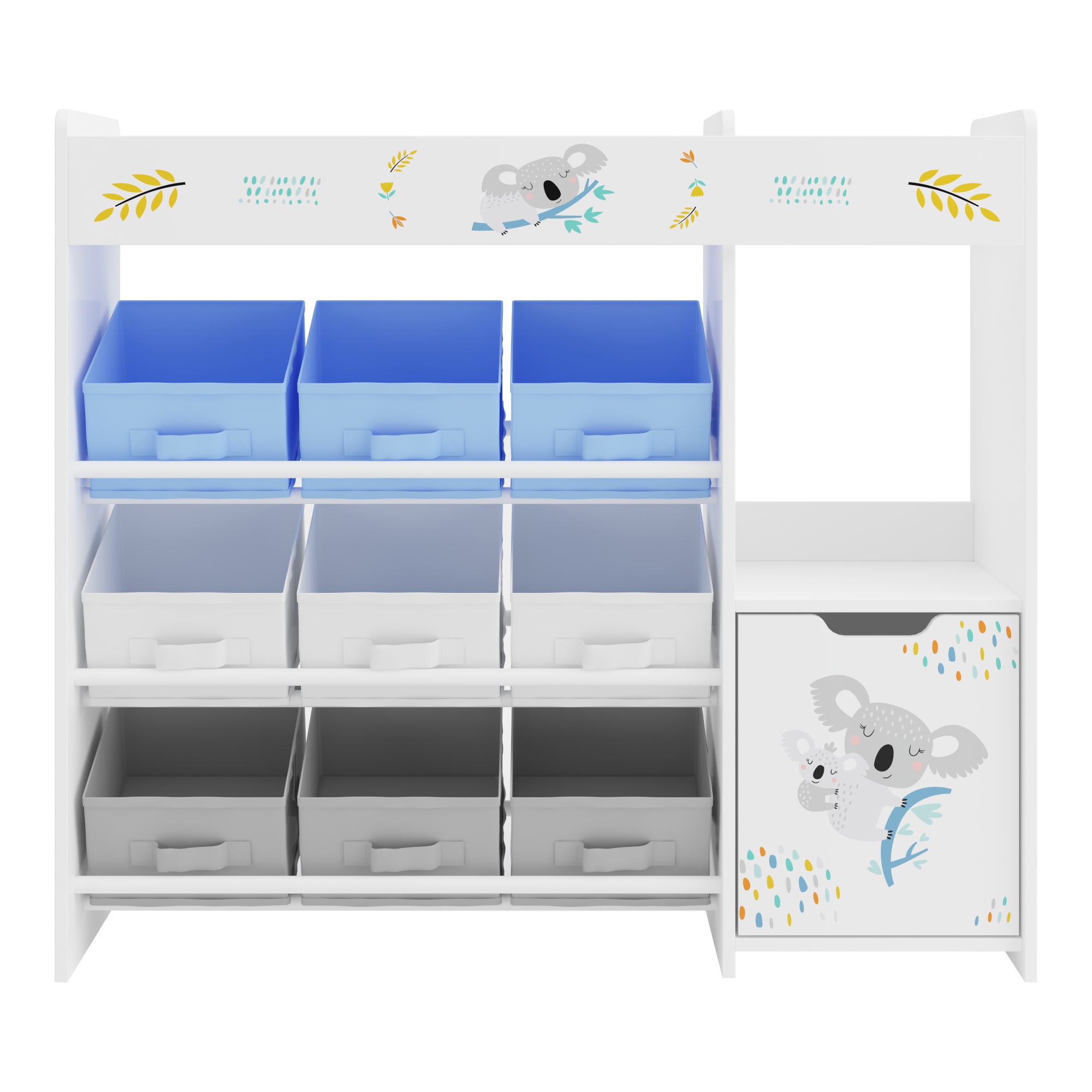 Scaffale per Cameretta Søndreland con 9 Scatole Pieghevoli 80x90x30 cm Design Koala [en.casa]