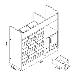 Scaffale per Cameretta Søndreland con 9 Scatole Pieghevoli 80x90x30 cm Design Oceano [en.casa]