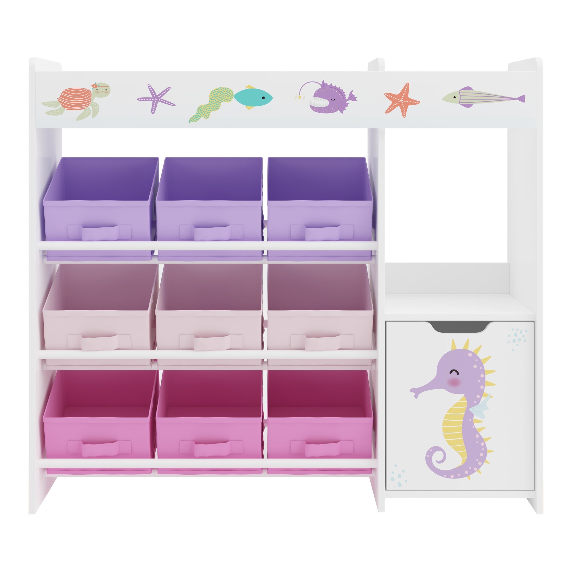 Scaffale dal design senza tempo per soggiorno camera da letto mobiletto per bambini con motivo oceano 80 x 90 x 30 cm fucsia viola rosa 03_0011223