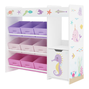 Scaffale dal design senza tempo per soggiorno camera da letto mobiletto per bambini con motivo oceano 80 x 90 x 30 cm fucsia viola rosa 03_0011223