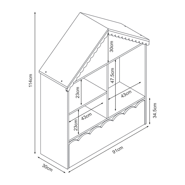 Scaffale Vestnes con 4 Vani Portaoggetti e Cassetto per Cameretta - Rosa/Bianco [en.casa]