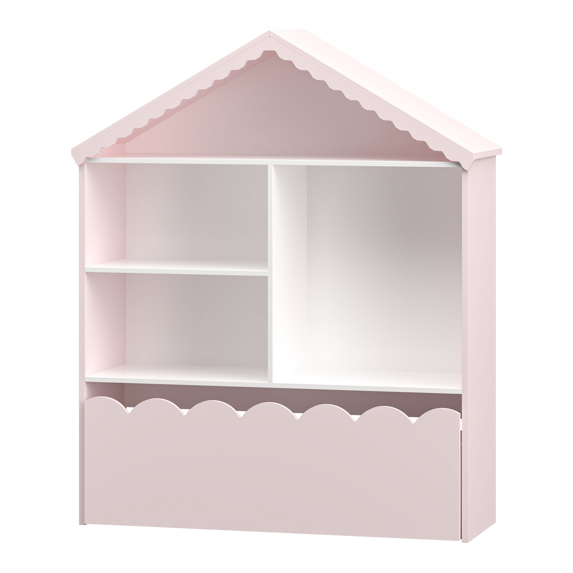 Scaffale Vestnes con 4 Vani Portaoggetti e Cassetto per Cameretta - Rosa/Bianco [en.casa]