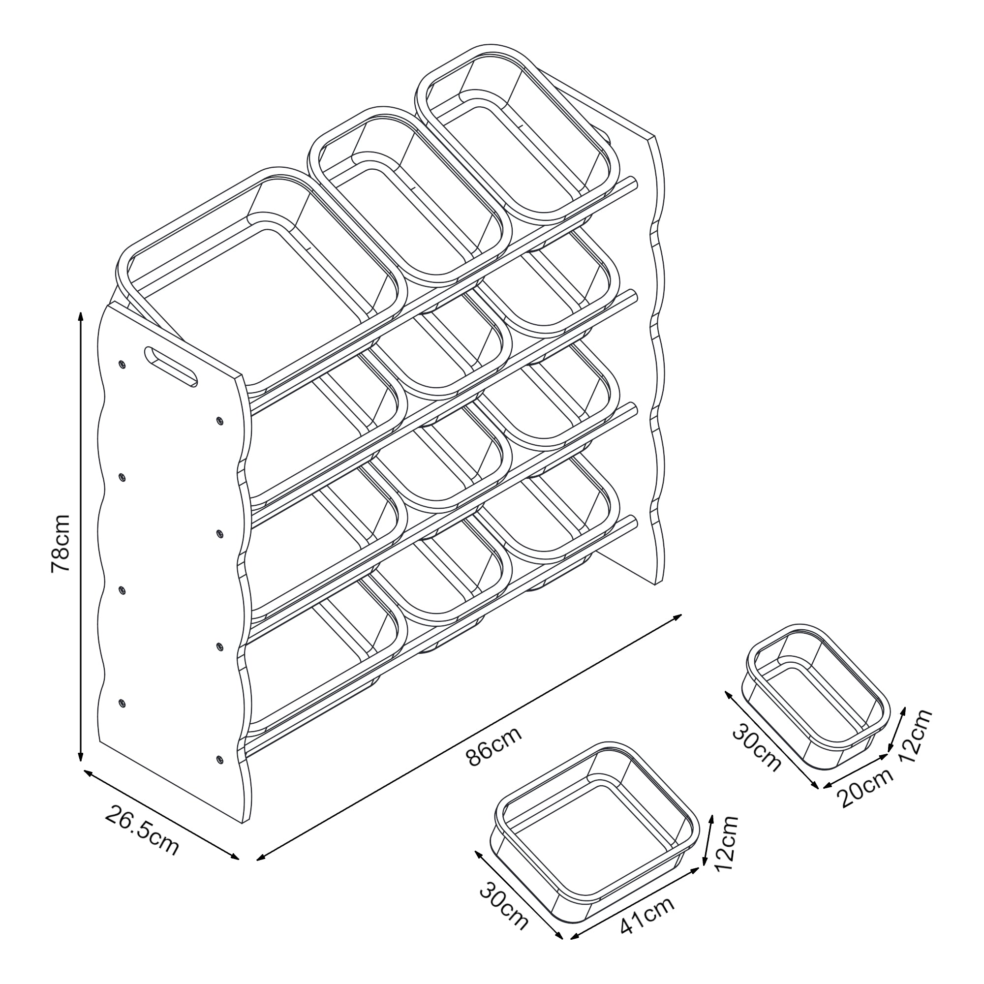 Scaffale Vestnes per Cameretta Mobile Contenitore a Scaletta - Rosa/Bianco [en.casa]