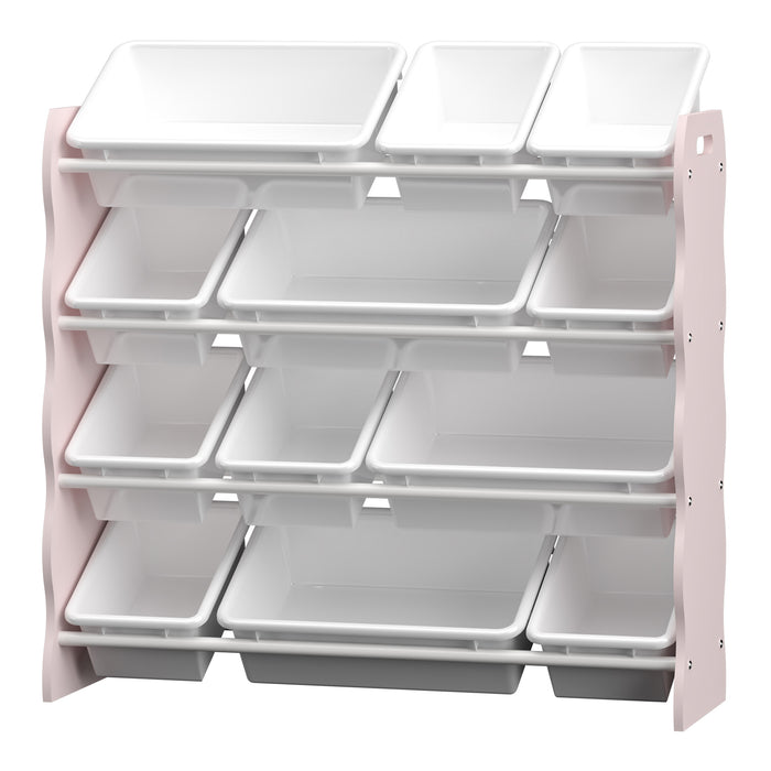 Scaffale Vestnes per Cameretta Mobile Contenitore a Scaletta - Rosa/Bianco [en.casa]