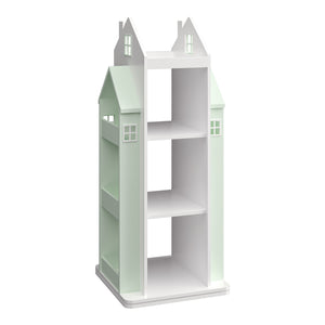 Scaffale Girevole Vipsali per Cameretta Design Casetta 108x40x40 cm Menta Verde / Bianco [en.casa]