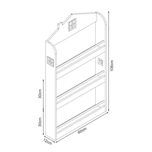 Libreria Frontale Vipsali per Cameretta Design a Casetta 106x60x12 cm Menta Verde / Bianco [en.casa]