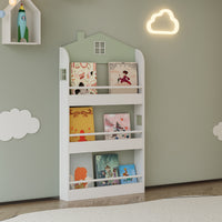 Libreria Frontale Vipsali per Cameretta Design a Casetta 106x60x12 cm Menta Verde / Bianco [en.casa]