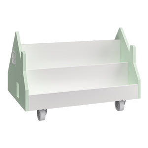 Carrello Porta Libri Vipsali per Cameretta Design a Casetta 50x33x34 cm Menta Verde / Bianco [en.casa]