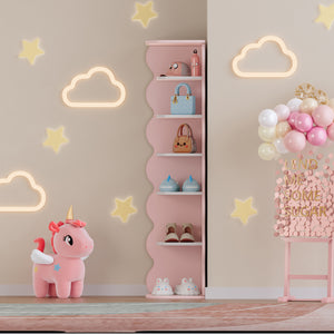 Scaffale Angolare Vestnes per Cameretta 108 x 27 x 27 cm - Rosa / Bianco [en.casa]