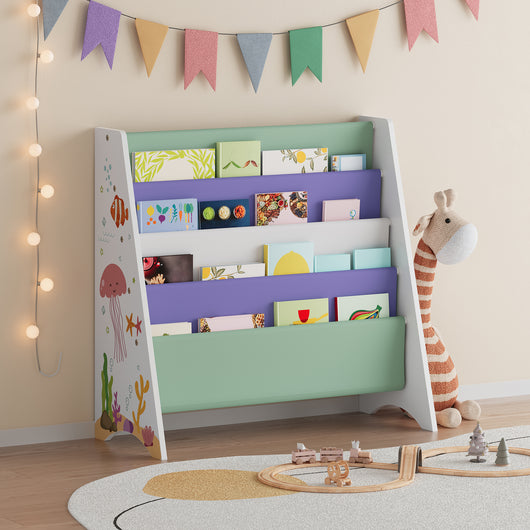 Libreria Frontale Hornnes per Cameretta 60x62x28 cm Design Aqua Dream [en.casa]