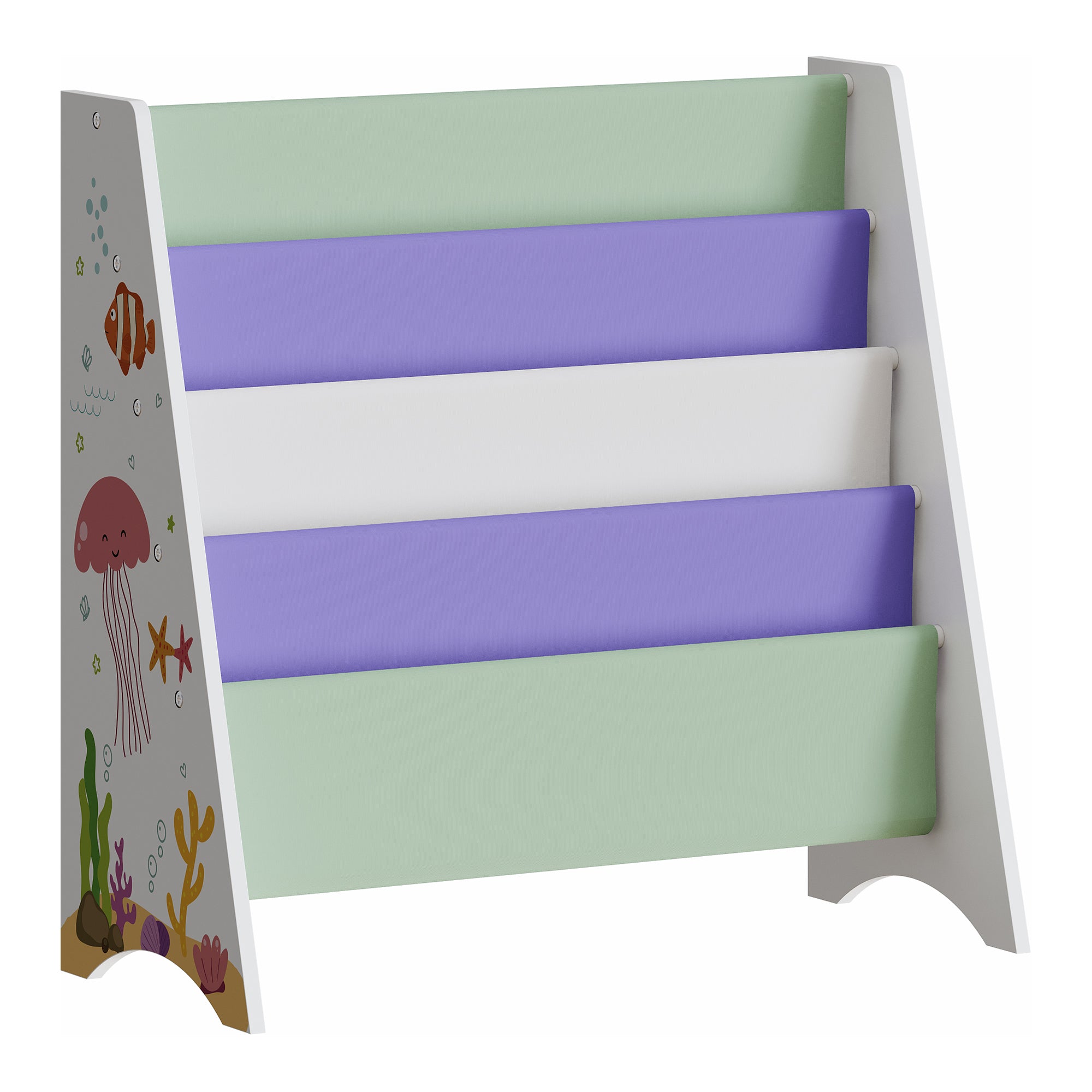Libreria per bambini 60 x 62 x 28 cm in bianco verde e viola 03_0008992