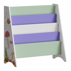 Libreria per bambini 60 x 62 x 28 cm in bianco verde e viola 03_0008992