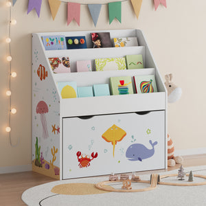 Scaffale a Scaletta Aarnskona per Cameretta con Scomparti e Cassetto - Design Aqua Dream [en.casa]