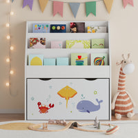 Scaffale a Scaletta Aarnskona per Cameretta con Scomparti e Cassetto - Design Aqua Dream [en.casa]