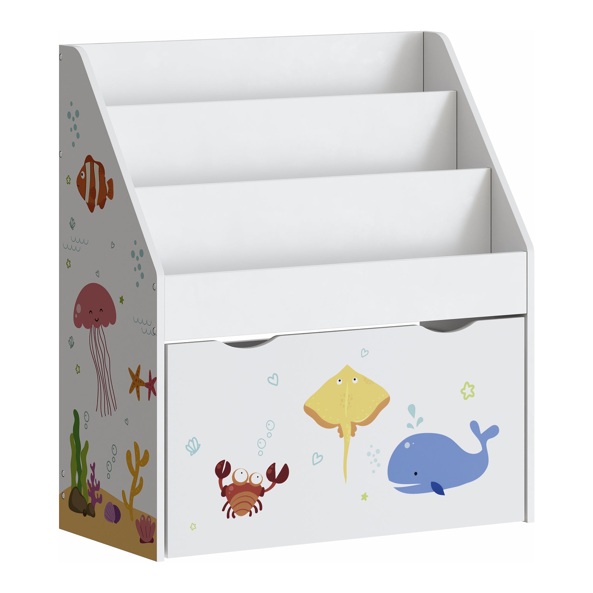 Scaffale a Scaletta Aarnskona per Cameretta con Scomparti e Cassetto - Design Aqua Dream [en.casa]