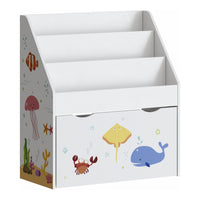 Scaffale a Scaletta Aarnskona per Cameretta con Scomparti e Cassetto - Design Aqua Dream [en.casa]